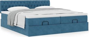 Ottoman-Bett mit Matratzen Dunkelblau 200x200 cm Samt