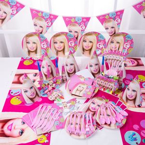16er-Set Prinzessin Barbie Thema Geburtstags Geschirr Kit mit Tellern Tassen Kinder Birthday Party Ta