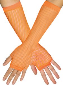 Lange Fingerlose Netzhandschuhe "New York" | Neon Orange