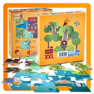 XXL Puzzle Tiere Kinder-Spielzeug ab 2 Jahren; Motorik & Lernspielzeug mit Tieren und Landschaft; 90x60 cm Montessori Puzzlespiel, mit 33 bunten Puzzlestücken