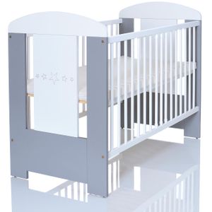 Kinderbett Babybett 120x60 cm Weiss Grau incl. komfortabler Matratze Gitterbett