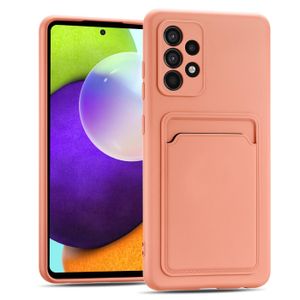 Pouzdro na mobilní telefon pro Samsung Galaxy A23 5G cover silikonový ochranný kryt se slotem na kartu Slim Wallet Case, růžové