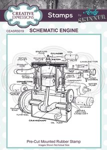 Creative Expressions | Pre Cut Rubber Stamp Andy Skinner Schematic Engine