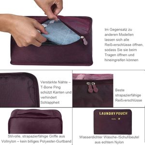 Packing Cube Gepäck Organizer 6er Set für Rucksack und Koffer, 3 Packwürfel und 3 Aufbewahrungstaschen, Reise Kleidertaschen (Weinrot)