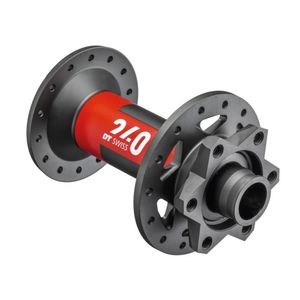 DT Swiss Vorderrad-Nabe 240 MTB Disc Brake 110mm/15mm TA Boost, IS 6-bolt, 32 Loch, schwarz/rot