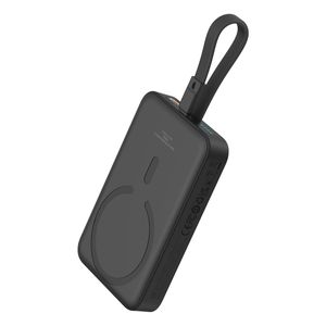 Baseus Magnetische Mini Powerbank 10000mAh 20W mit integriertem Lightning-Kabel & USB-C Kabel 60W 0,3m - Schwarz