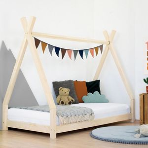 Benlemi Dětská dřevěná postel NAKANA ve tvaru teepee 120x200 cm Přírodní Imitace bez laku