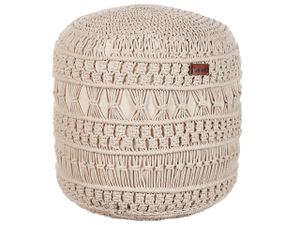 BELIANI Pouf Beige aus Baumwolle ⌀ 45 cm Rund Makramee Design Boho Stil Wohnaccessoires für Wohnzimmer Schlafzimmer Flur