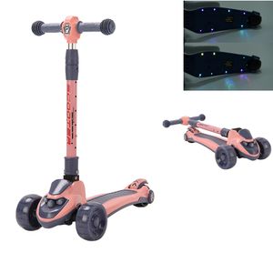 LED Kinder Roller Scooter Klappbar Höheverstellbaren 3 Räder für Kinder 2-8 Jahre Mit Musik Rosa