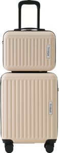Flieks Kofferset 2 tlg., Trolleyset mit Kosmetiktasche, Kosmetiketui, Reisekofferset mit 4 Rollen und TSA Schloss, Hartschale Trolley, S-M, Beige Flieks Kofferset 2 tlg., Trolleyset mit Kosmetiktasche, Kosmetiketui, Reisekofferset mit 4 Rollen und TSA Schloss, Hartschale Trolley, S-M, Beige