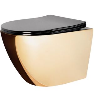 Závesná WC Misa Rea CARLO Mini Flat Gold Black