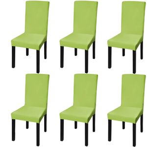 vidaXL Stretch Chair Covers Straight 6 ks. Zelená