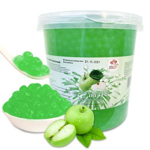 Bubble Tee Popping Boba - Grüner Apfel - 3KG Packung - Natur & Vegan - Lebensmittel Zertifikat mit ISO Standards - Super Ideen zum selber machen und fantastische Boba Partys
