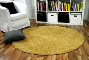 Hochflor Velours Teppich Mona Curry Rund, Größe:160 cm Rund