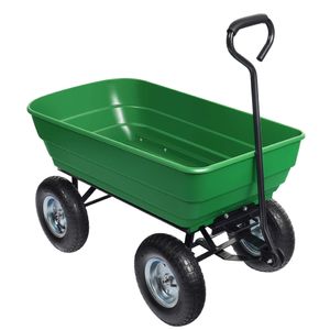 Wiltec Gartenwagen mit Kippfunktion bis 350 kg, Handwagen mit 125 l Volumen, Bollerwagen für Gartenarbeit, Handkarren für u. a. Rasen, Kies, Schlamm