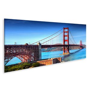 Bild auf Leinwand Golden Gate Brücke San Francisco Stadt Kalifornien Wandbild Poster Kunstdruck Bilder 120x40cm Panorama