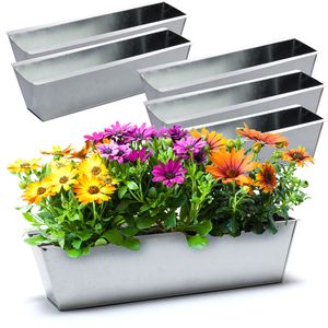 BigDean 6er Set Zink Paletten Blumenkästen - Einsatz 38cm groß silber - aus Metall verzinkt - Zinkkasten Pflanzkasten Balkonkasten Blumentopf