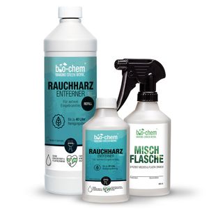 bio-chem Rauchharz-Entferner Grill & Backofenreiniger 500 ml Konzentrat + Nachfüllflasche 1000 ml bis zu 60 L Reinigungslösung inklusive Mischflasche