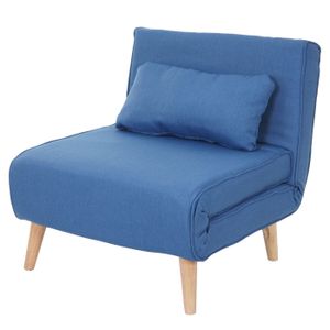 Schlafsessel HWC-D35, Schlafsofa Funktionssessel Klappsessel Relaxsessel Jugendsessel Sessel, Stoff/Textil  blau