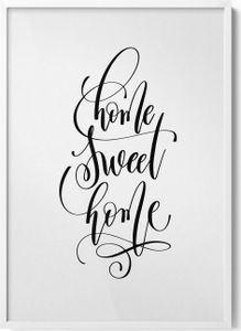 Dekoratives Schild für Wohnung „Home sweet home“– Wandbild mit Rahmen – Gerahmtes Bild  – Wanddekoration – 70x100 cm –  Weiß Rahmen