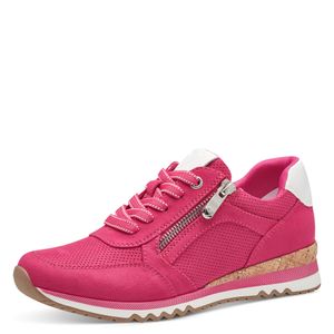 MARCO TOZZI Damen Schnürschuh Korkoptik Sneaker Reißverschluss 2-23781-41, Größe:37 EU, Farbe:Pink