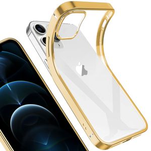 iPhone 12 Pro Max Hülle, LaimTop Leicht Transparent Klar Gel TPU Silikon Quadratisch Überzug Rahmen Schutzhülle für iPhone 12 Pro Max Gold
