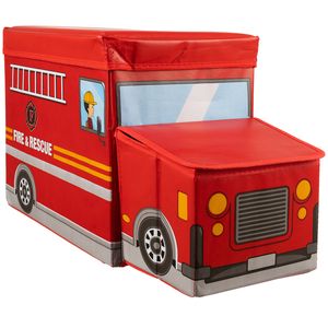 Spielzeugbehälter Klapphocker Dekoration 3 in 1 Feuerwehr-Box Faltbar für Kinderzimmer 22489