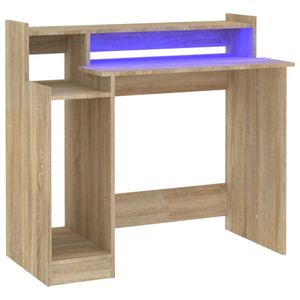 vidaXL Schreibtisch mit LEDs Sonoma-Eiche 97x45x90 cm Holzwerkstoff
