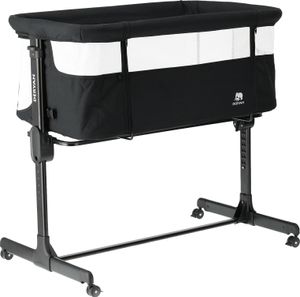 DERYAN Snoozy Beistellbett - Babybett - Verstellbarer Rahmen - Geeignet ab Geburt bis 6 Monate - Schwarz