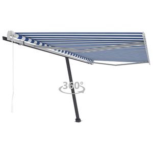 Freistehende HOMMIE Terrasse Standmarkise Automatisch 400x300 cm Blau-Weiß Gewicht:62,48 - 400 x 300 cm Leicht1165