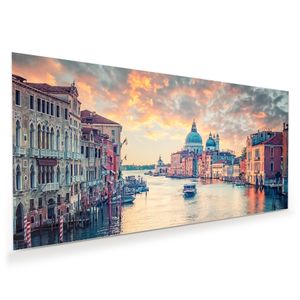 Glasbild Wandbild Venedig Morgenstimmung 120x60cm in XXL für Wohnzimmer, Schlafzimmer, Badezimmer, Flur