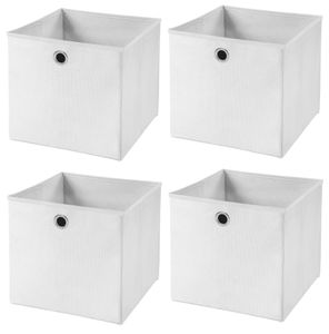 4 Stück Weiß Faltbox 28 x 28 x 28 cm  Aufbewahrungsbox faltbar