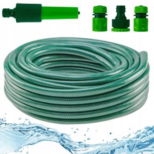 VERTO Gartenschlauch 1/2 Zoll - 20 m + Wasserspritze + 3 Stück Anschluss Kit | Gartenbewässerung Komplettes Starterset