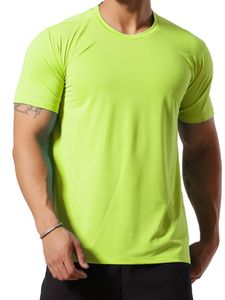Herren Solid Ice Silk Sport T-Shirt Fitness Muscle Stretch Tops Pullover Quick Dry,Farbe: Grün,Größe:XXL