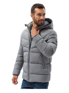 Ombre Clothing Pánská zimní bunda Burrel šedá-melanžová L