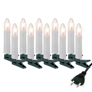 Lichterkette Kerzen innen, 10 Lichter, Lichtlänge 360cm, Schaft weiß, Stecker