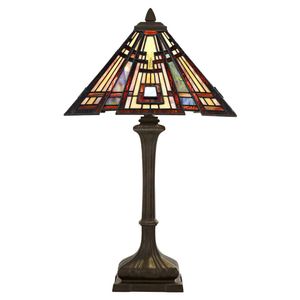 Klassische Craftsman Lampe, Bronze und Tiffany Glas