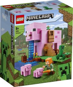 LEGO 21170 Minecraft Das Schweinehaus Bauset mit Figuren: Alex, Creeper und 2 Schweinefiguren, Tier-Spielzeug, Konstruktionsspielzeug, Geschenkidee für Jungen und Mädchen ab 8 Jahren