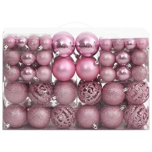 vidaXL 111-tlg. Weihnachtskugel-Set Rosa Polystyrol