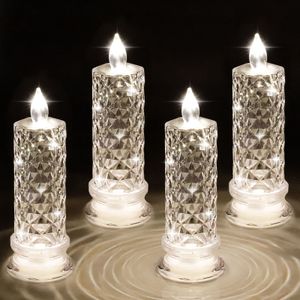 (18,4 * 6,4 cm, Rosenhalo) 4 LED svíčky bez plamene, blikající LED čajové svíčky, vnitřní a venkovní svíčky na ples, párty, svatbu, domů, na stůl, do ložnice, na terasu, jako dekorace