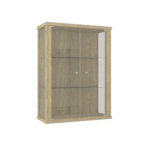 VR-Wohnideen sklenená skrinka vo farbe dub Sonoma (80x60x25 cm) s 2 výškovo nastavitelnými policami z tvrdeného bezpecnostného skla; ideálna pre zberatelov;