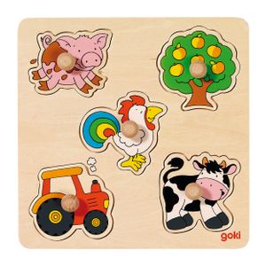 goki Steckpuzzle 5T Farm Holz 21x21cm