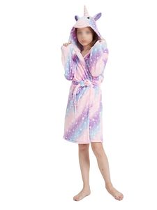 Jungen Und Mädchen Farbiger Hoodie Pyjama Mit Taillenbeutel Home Wear,Farbe:Colorful Purple,Größe:130Cm