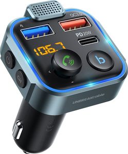 FM Transmitter Auto Bluetooth 5.0 Kfz Radio Adapter mit Freisprecheinrichtung und Dual USB Typ-C QC 3.0 USB Drahtloser Empfänger Adapter 20W