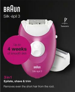 Braun Silk-épil 3 Epilierer SE 3-276 mit Rasieraufsatz und Trimmeraufsatz