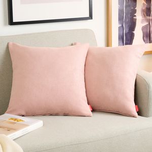 Blumtal 2er Set Kissenbezug 40x60 cm Chenille - Kuscheliges Sofakissen mit verstecktem Reißverschluss,  , weiches Dekokissen, Dusty Pink - Rosa