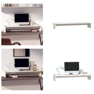vidaXL Monitorständer Weiß 100x27x15 cm Massivholz Kiefer - Monitorständer - Schreibtischaufsatz - Monitorerhöhung - Monitorerhöhungen