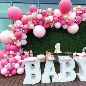 95pcs Luftballons rosa +rosarot +gold Ballonbogen Kit Girlande Geburtstag Hochzeit Baby Shower Partys DIY Deko Set