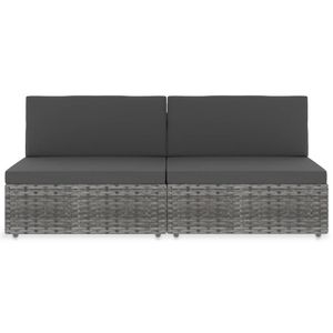 vidaXL Modulares 2-Sitzer-Sofa Poly Rattan Grau