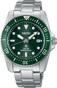 Seiko Prospex SNE583P1 Kompaktní uni solární hodinky 38mm potápěčské hodinky zelený ciferník 20 bar kalibr V147 Seiko Prospex SNE583P1 Kompaktní uni solární hodinky 38mm potápěčské hodinky zelený ciferník 20 bar kalibr V147